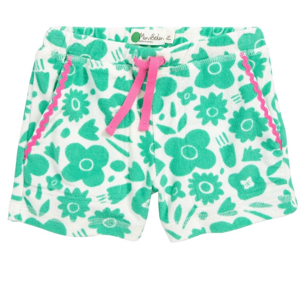 MINI BODEN Girls Terry Cloth Floral Shorts - 12Y